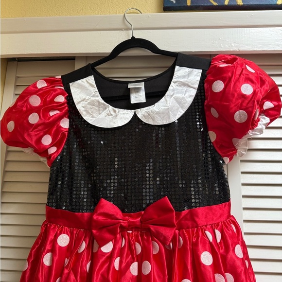 Disney Store Minnie Mouse Youth Sz L Black Sequin Red & White Polka Dot Costume - Picture 2 of 12